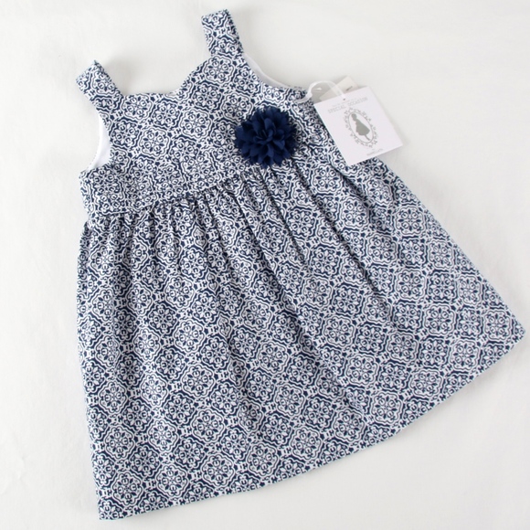 Marmellata Other - Girls 18 mo Navy Blue White Summer Dress w/Flower